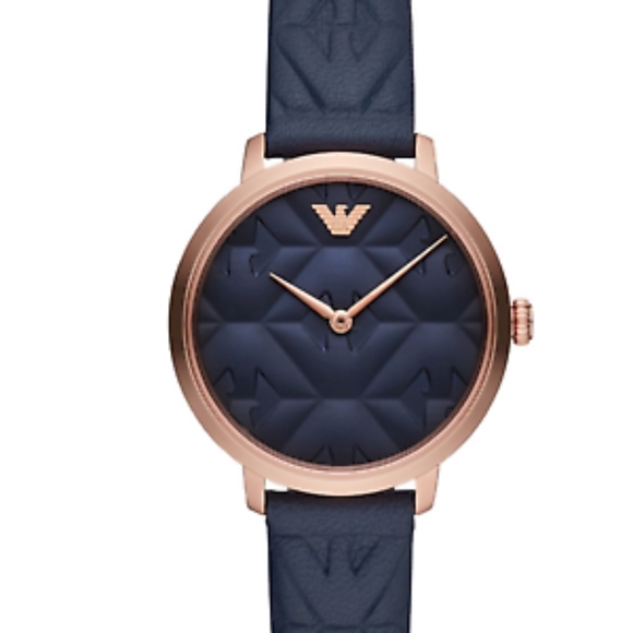 Emporio Armani Modern Slim Rose Gold & Blue Watch main image 8